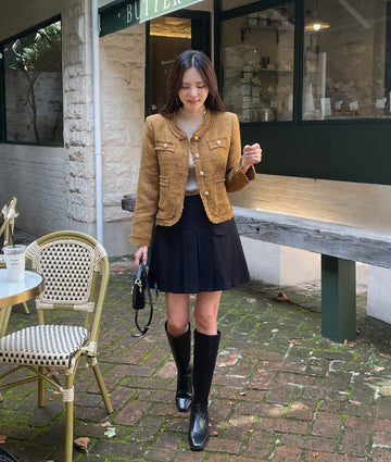 Coped Round Tweed Short Jacket